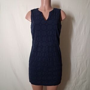 Banana Republic navy blue eyelet sleeveless lined shift dress size 6P